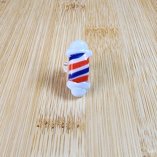 Barber Pole Glass Loc Bead