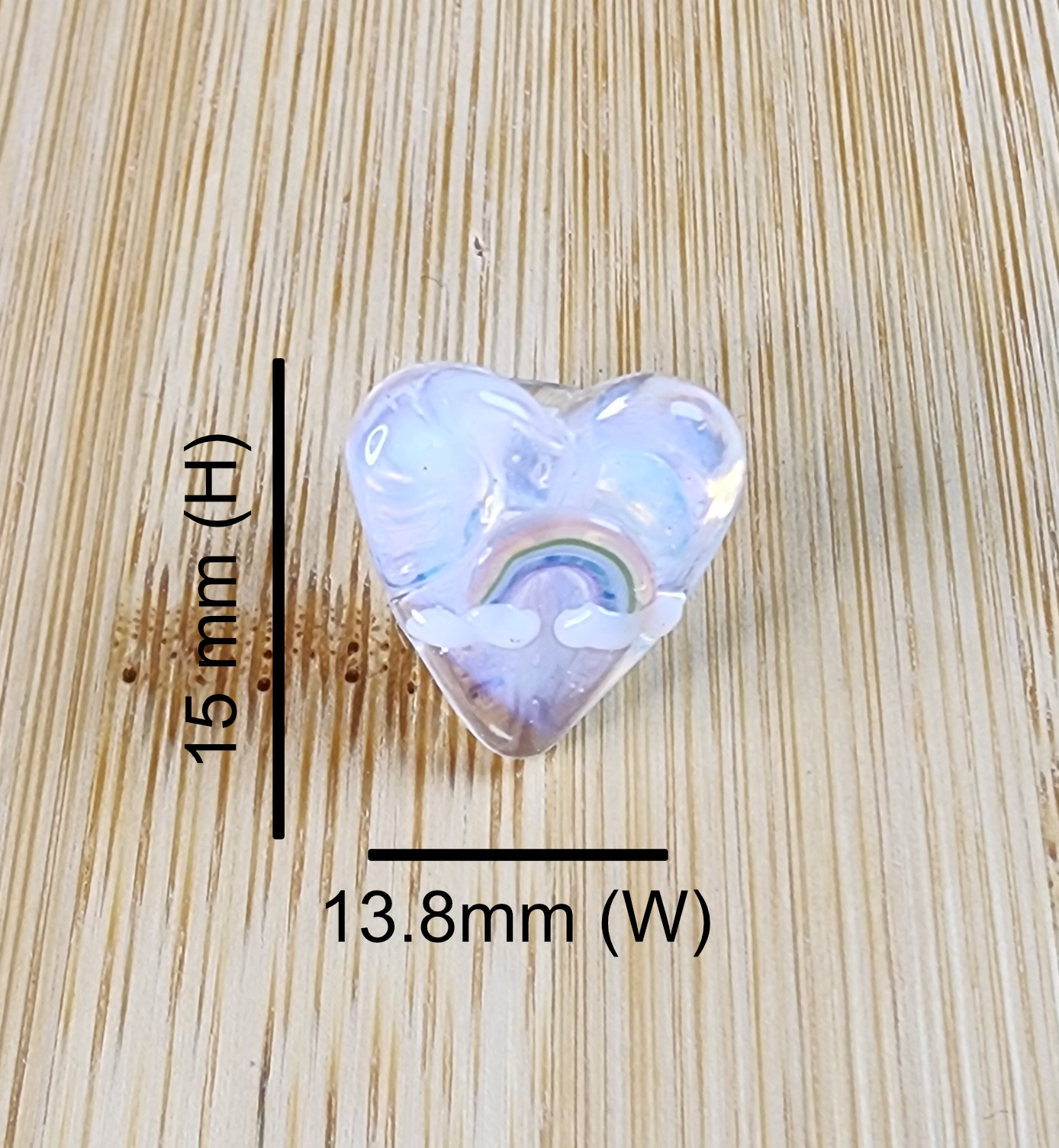 Heart with Rainbow Glass Loc Bead