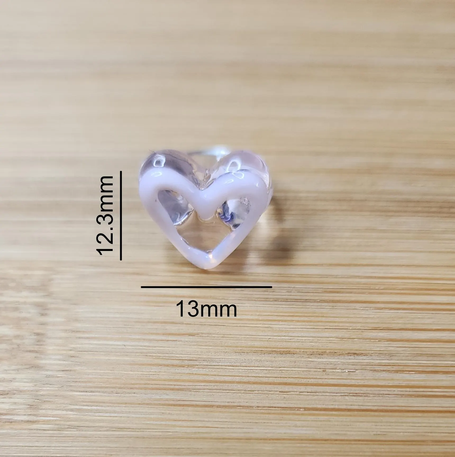 Pink Heart Glass Loc Bead