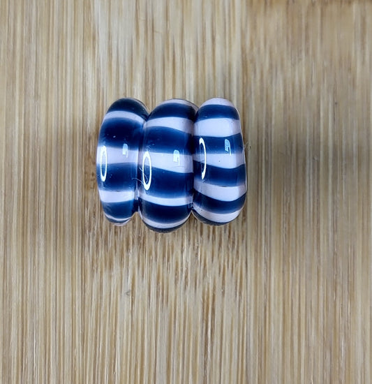 Blue & White Coil Glass Loc Bead