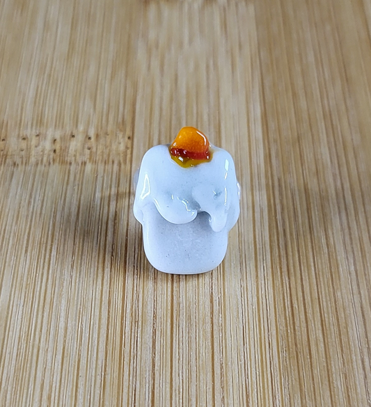 Off White Candle Glass Loc Bead