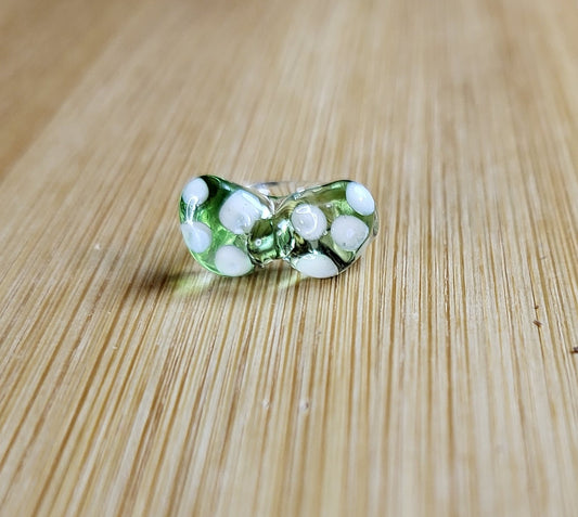 Green Bow Glass Loc Bead