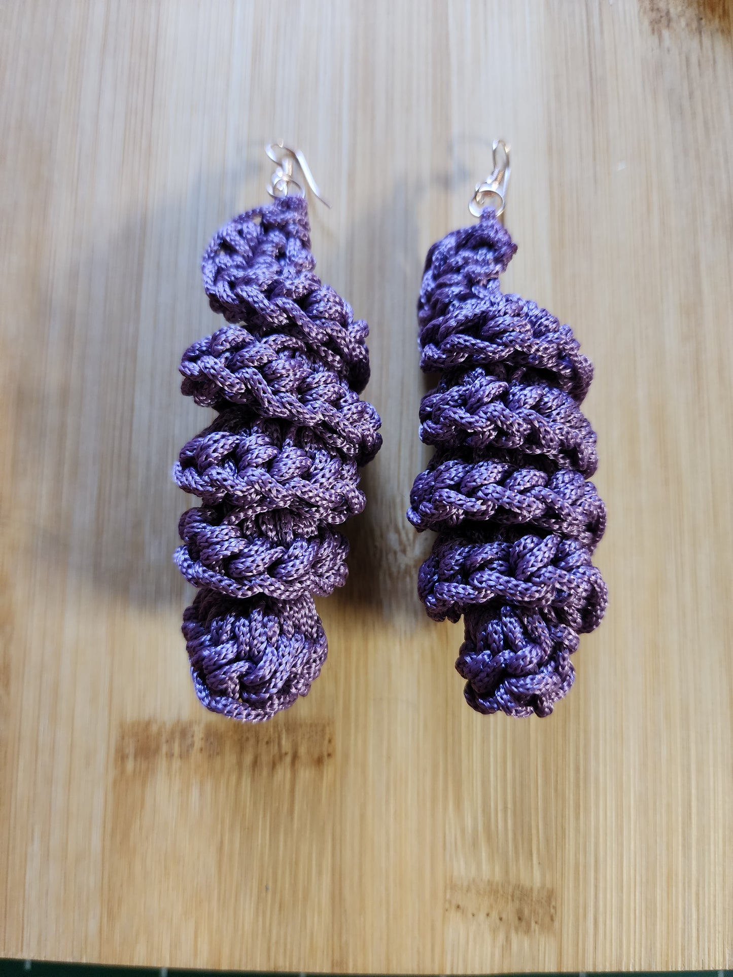 Plum Crochet Spiral Earrings