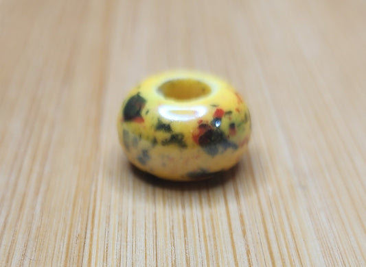 Yellow Spotted Ceramic Loc Bead