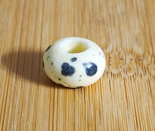 White Spotted Ceramic Loc Bead