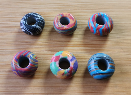 6pc Assorted Polymer Clay Loc Beads #3