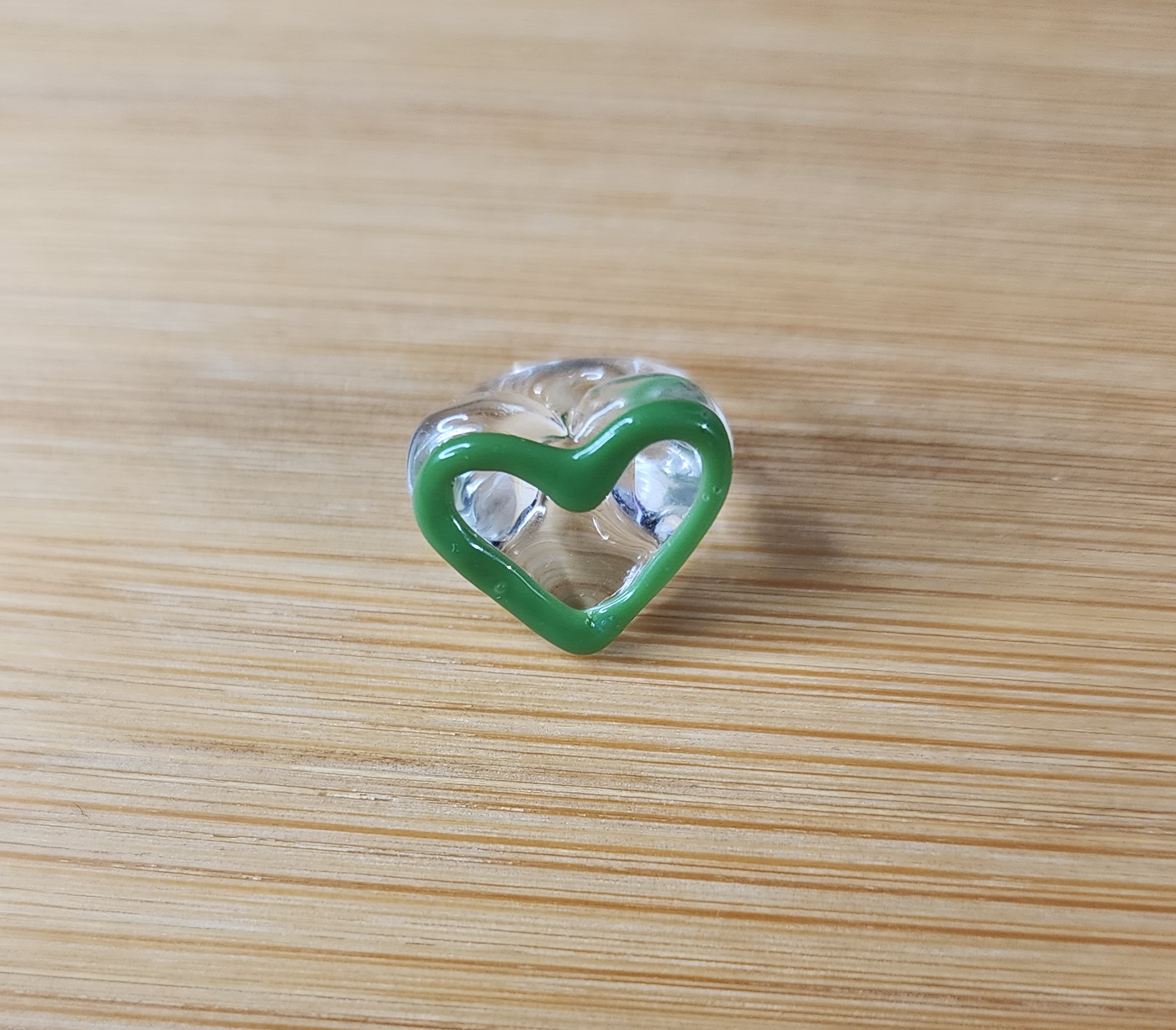 Green Heart Glass Loc Bead