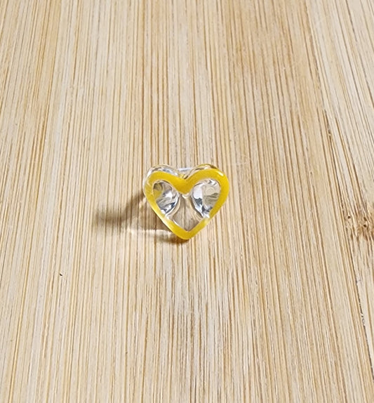 Yellow Heart Glass Loc Bead