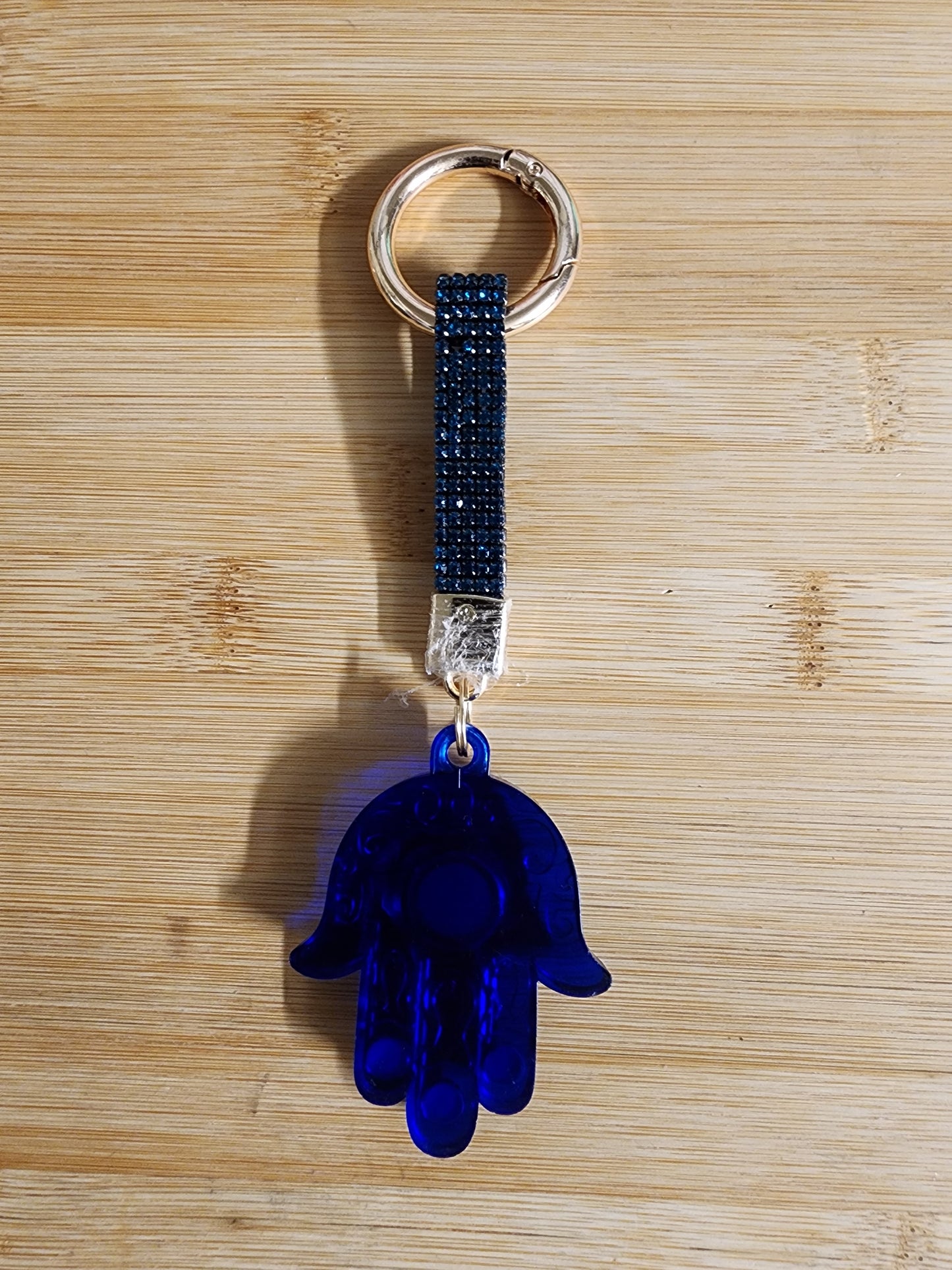 Evil Eye Hamsa and Teal Bling Keychain