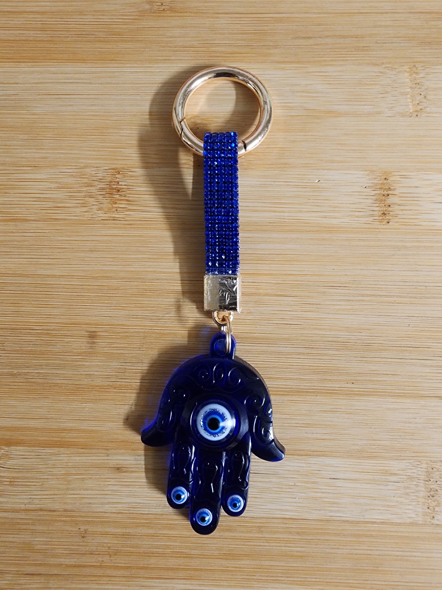 Evil Eye Hamsa and Blue Bling Keychain