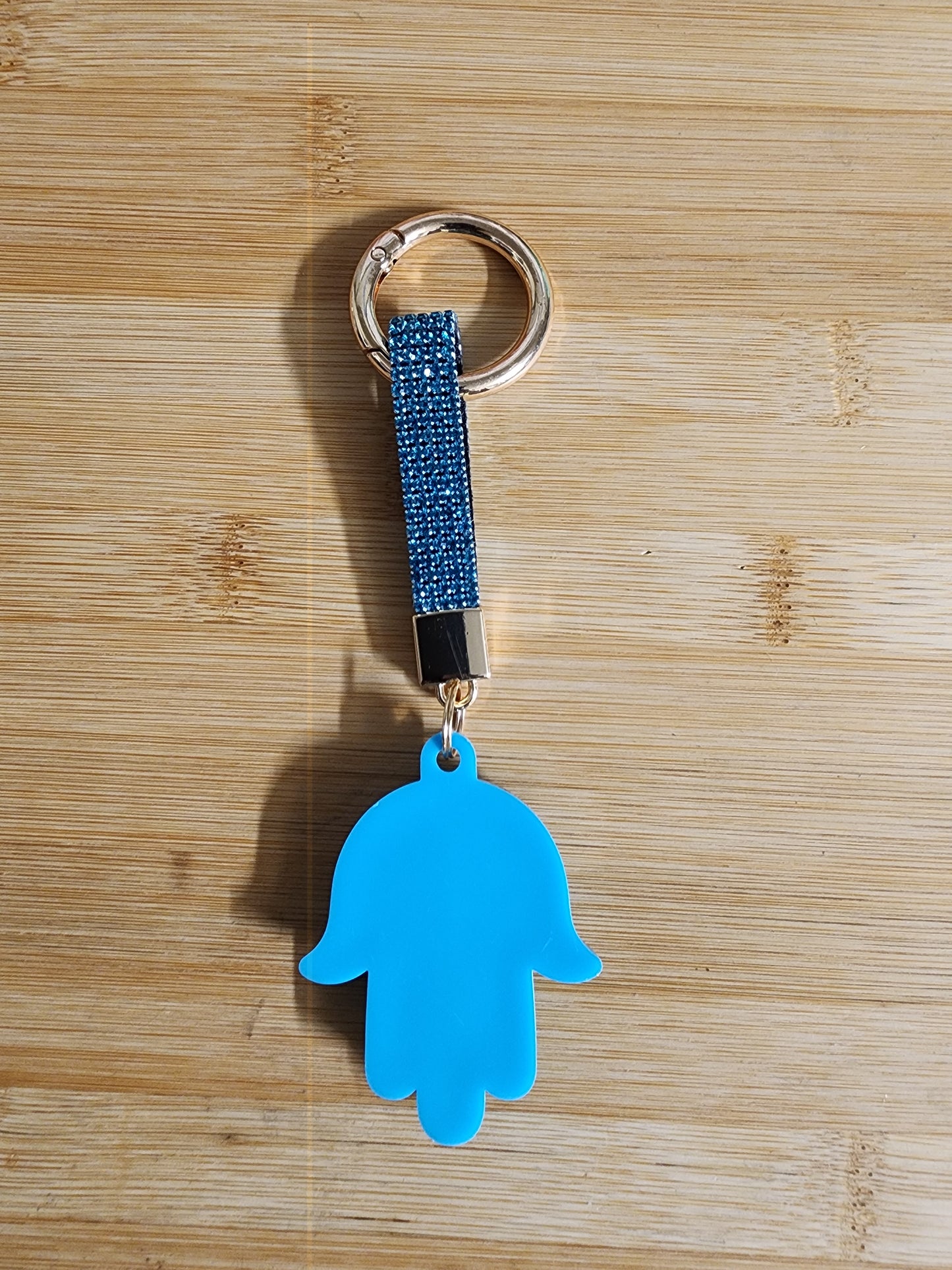 Light Blue Evil Eye Hamsa and Light Blue Bling Keychain