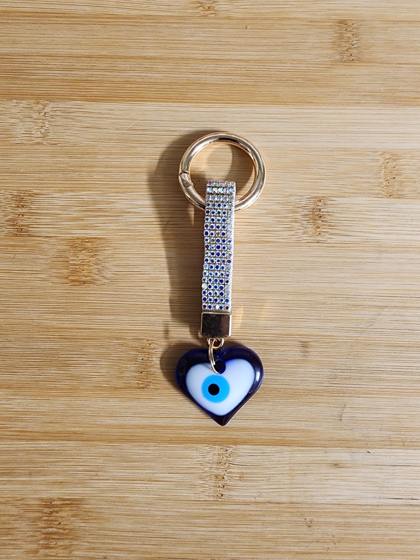 Protective Eye Heart Shape  and Silver Bling Keychain