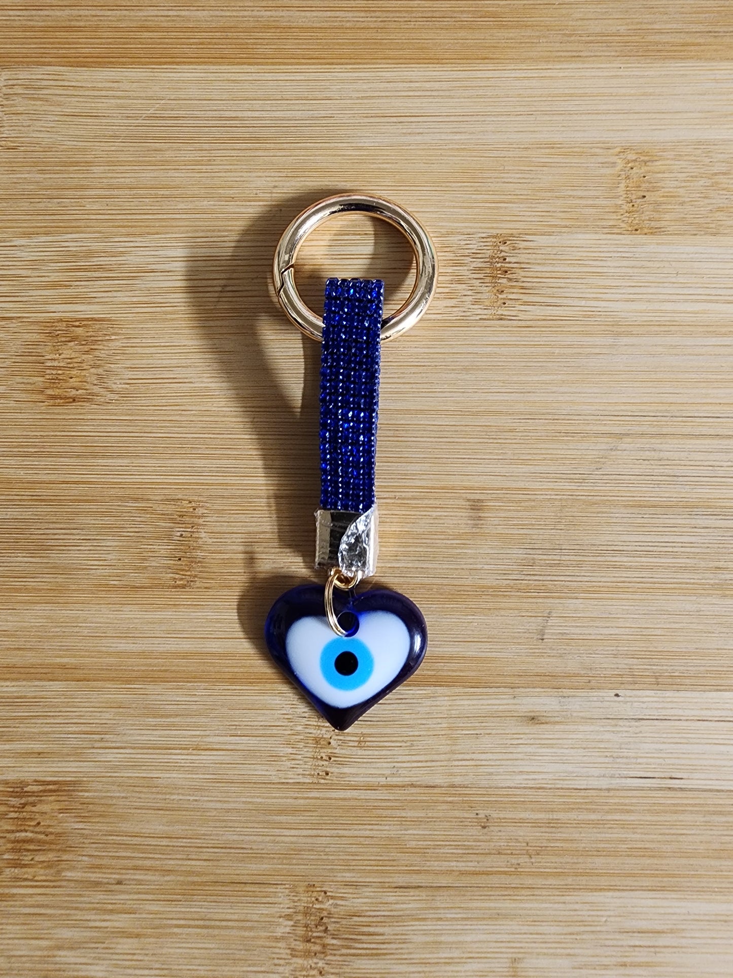 Protective Eye Heart Shape and Blue Bling Keychain