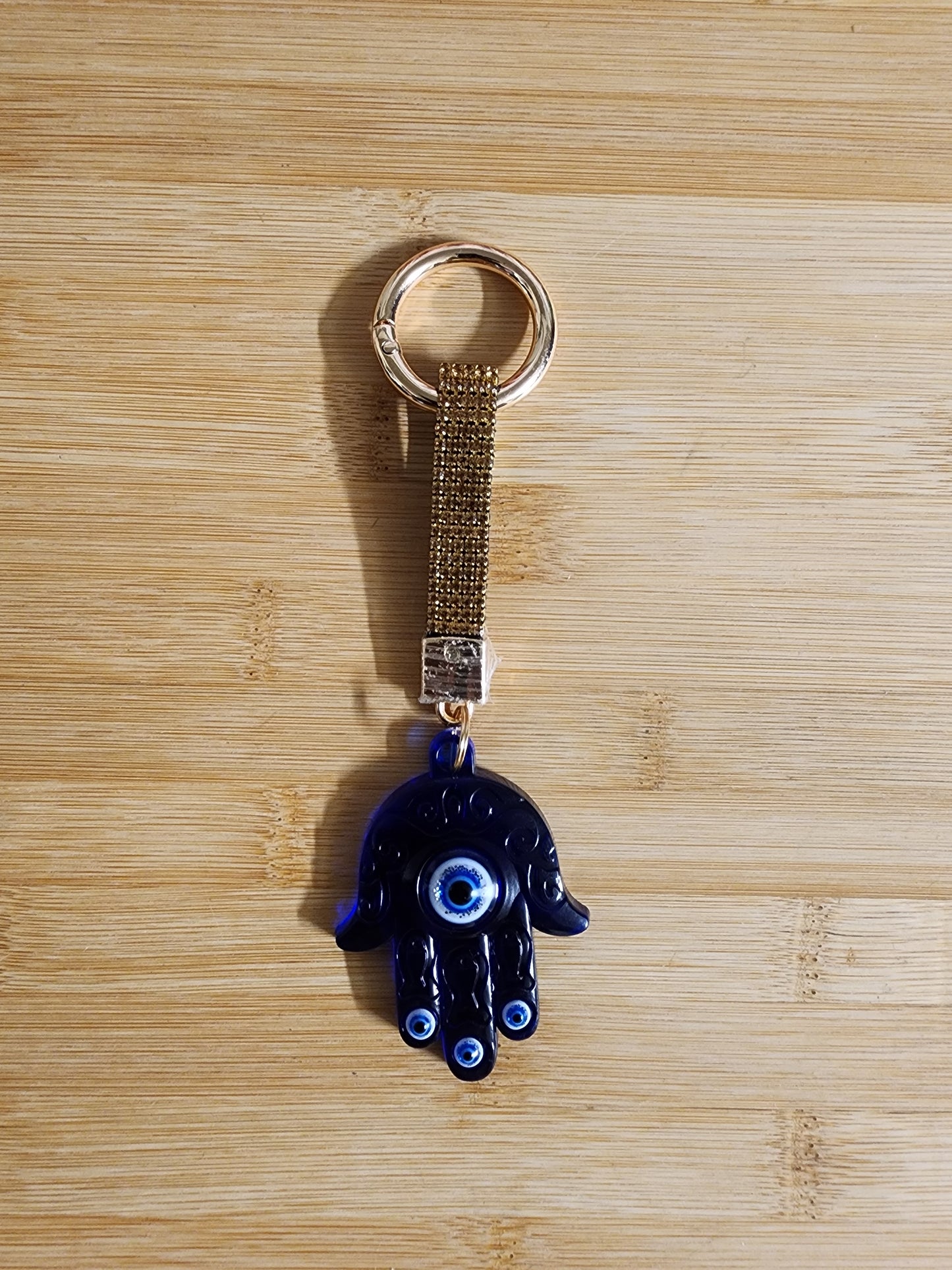 Evil Eye Hamsa and Gold Bling Keychain