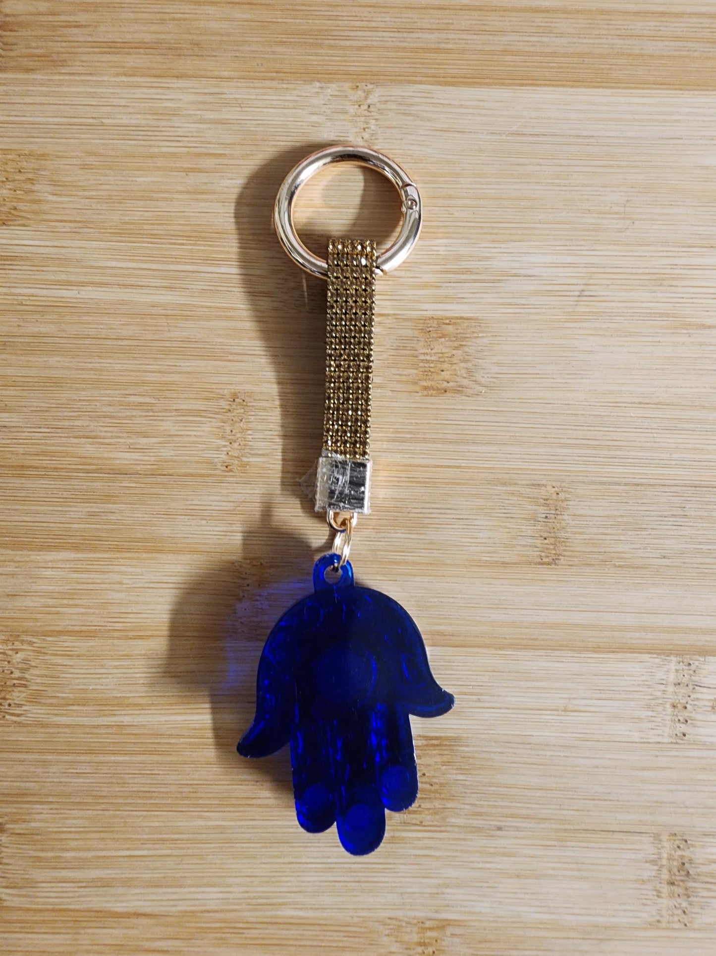 Evil Eye Hamsa and Gold Bling Keychain