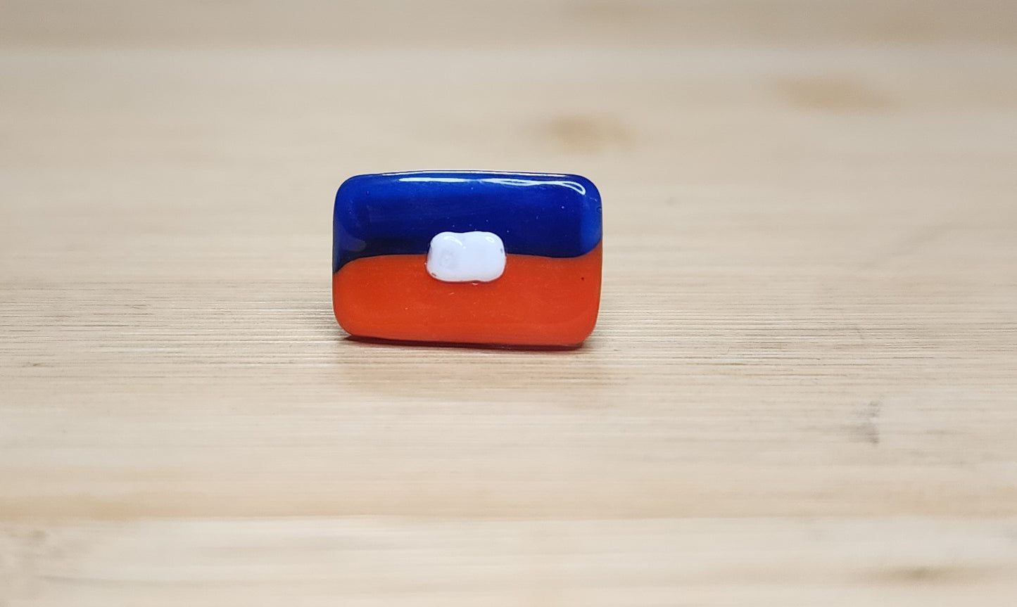 Haiti Flag Glass Loc Bead