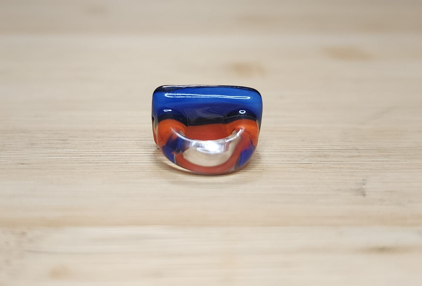 Haiti Flag Glass Loc Bead