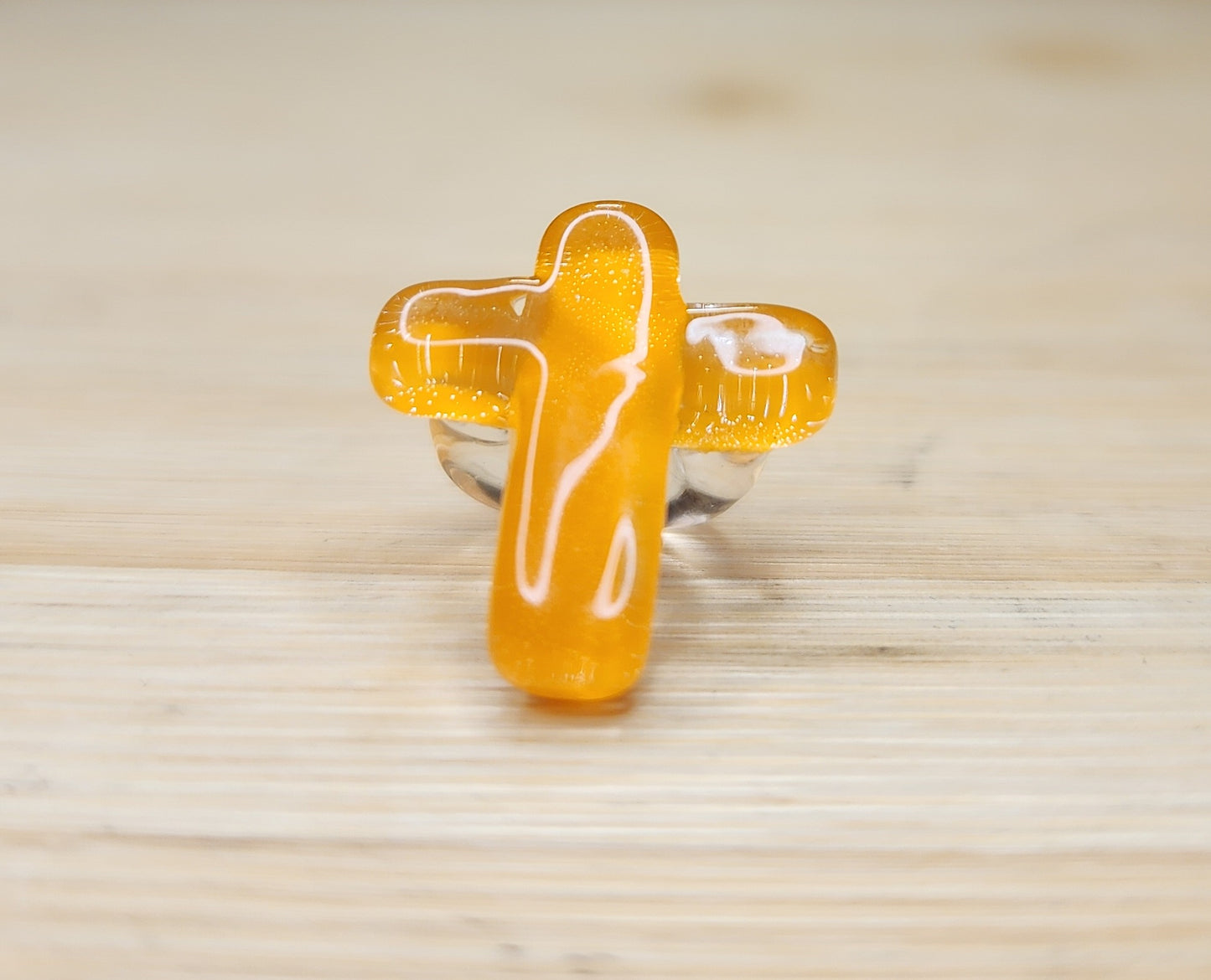 Orange Cross Glass Loc Bead