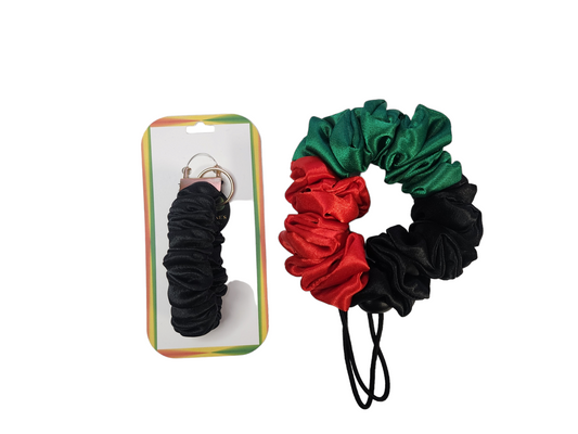 Black Satin Scrunchie Wristlet & Satin Scrunchie