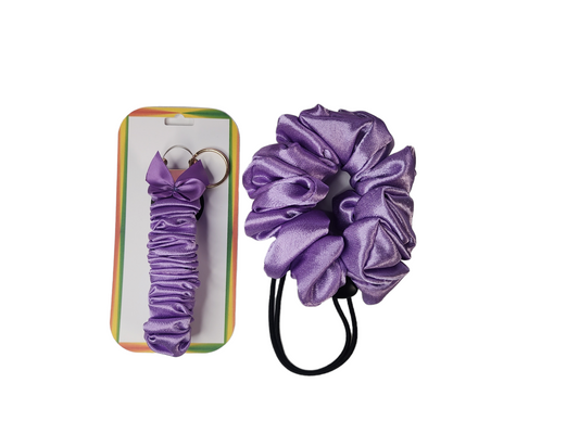 Purple Satin Scrunchie Wristlet & Satin Scrunchie