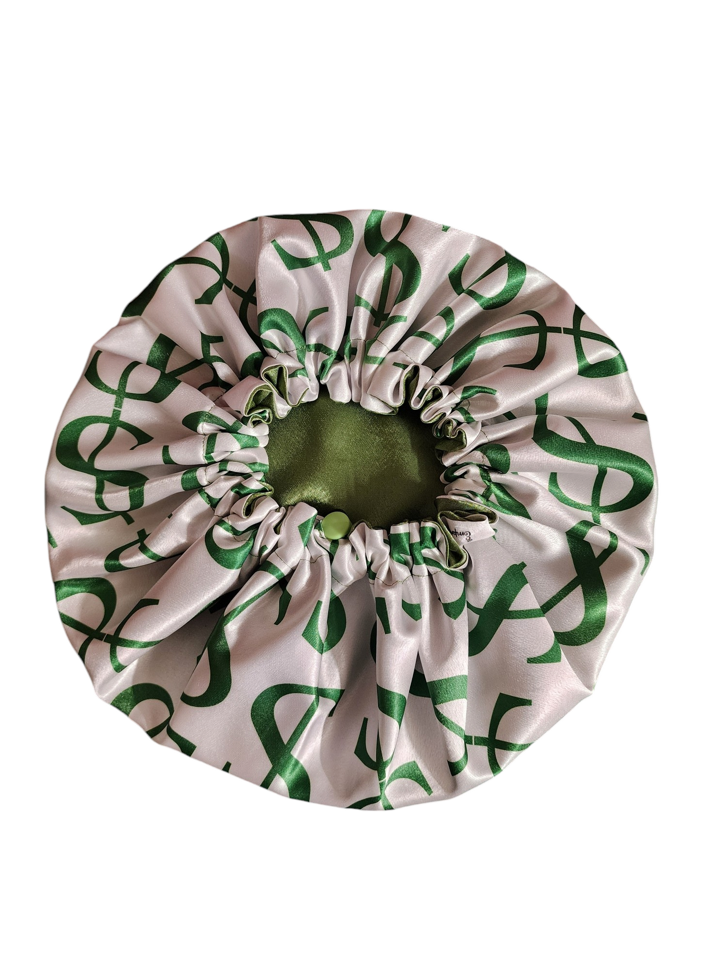 Green Dollar Sign Satin Bonnet